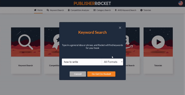 dropdown for Audible data in Publisher Rocket