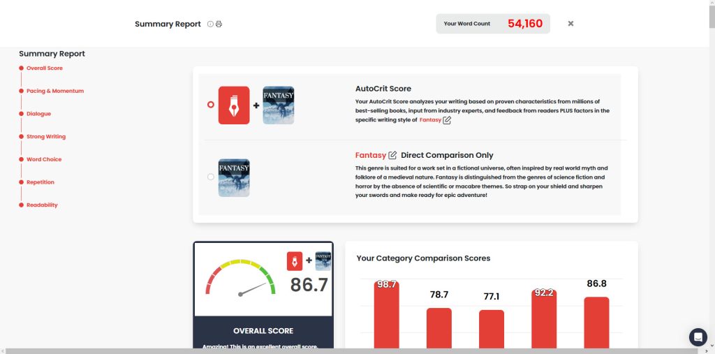 AutoCrit Summary Report