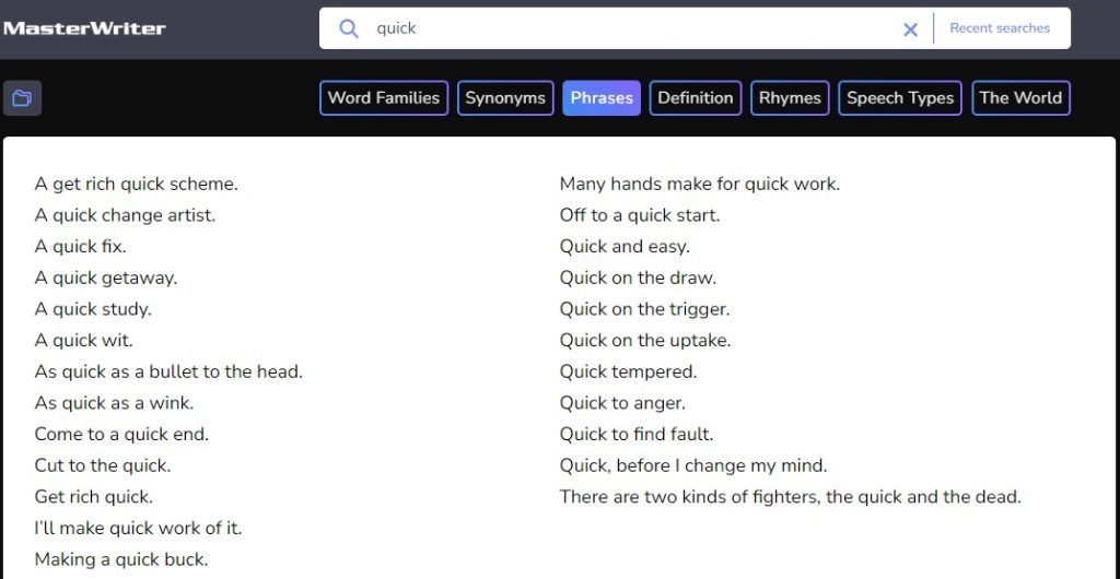 MasterWriter Phrases