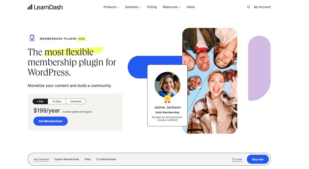 MemberDash homepage - the most flexible membership plugin for Wordpress