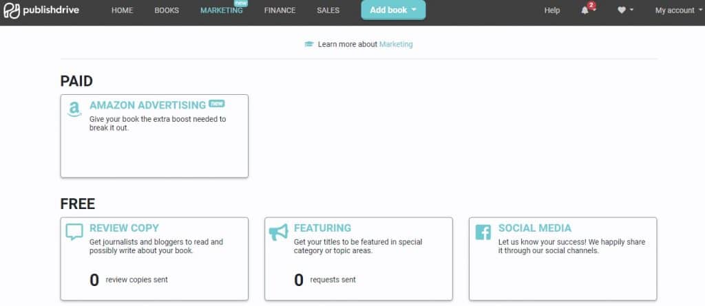 Publish Drive Review - Marketing Screen