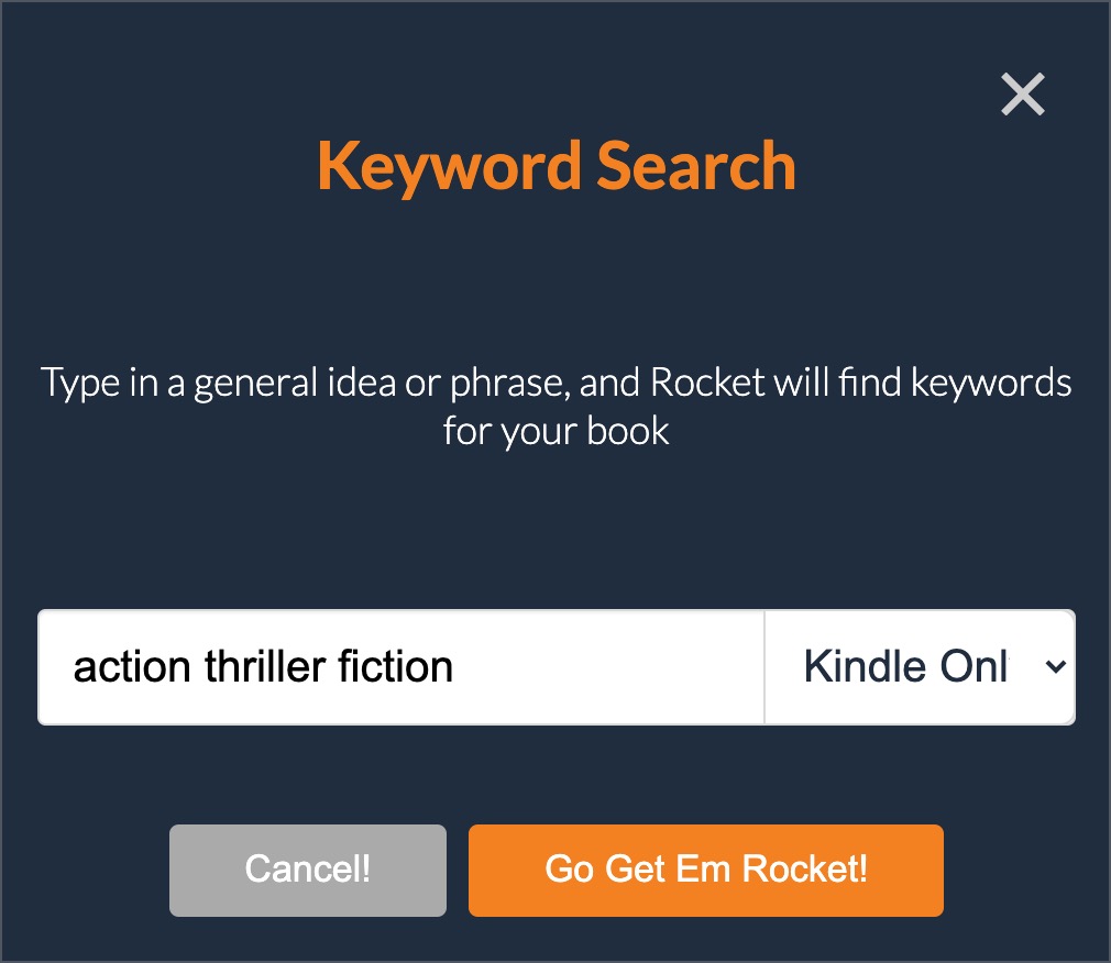 Screenshot of Publisher Rocket's keyword search feature