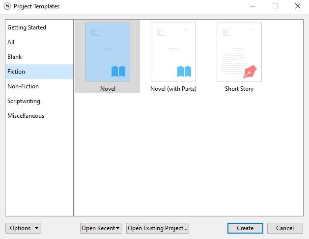 Scrivener templates