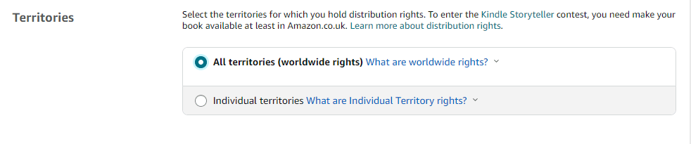 territories in amazon kdp