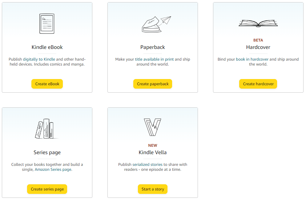 project types in amazon kdp