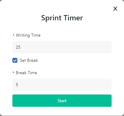sprint timer in Atticus