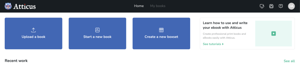 Atticus writer user interface