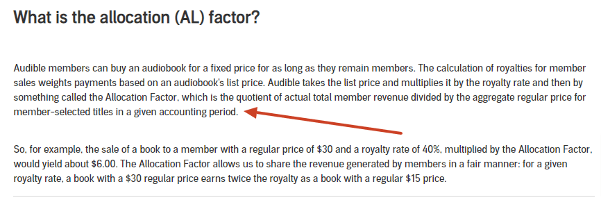 Audible ACX Allocation Factor