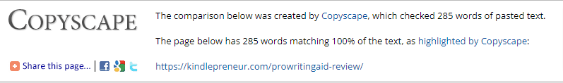 Copyscape Plagiarism Checker Results