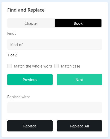 The find/replace tool in Atticus