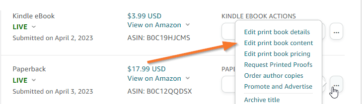 finding book content in kdp