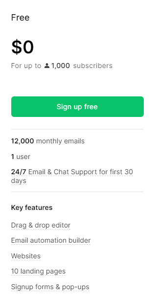 Free Mailerlite Plan