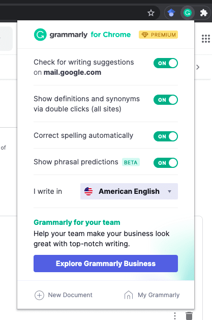 Grammarly Chrome extension