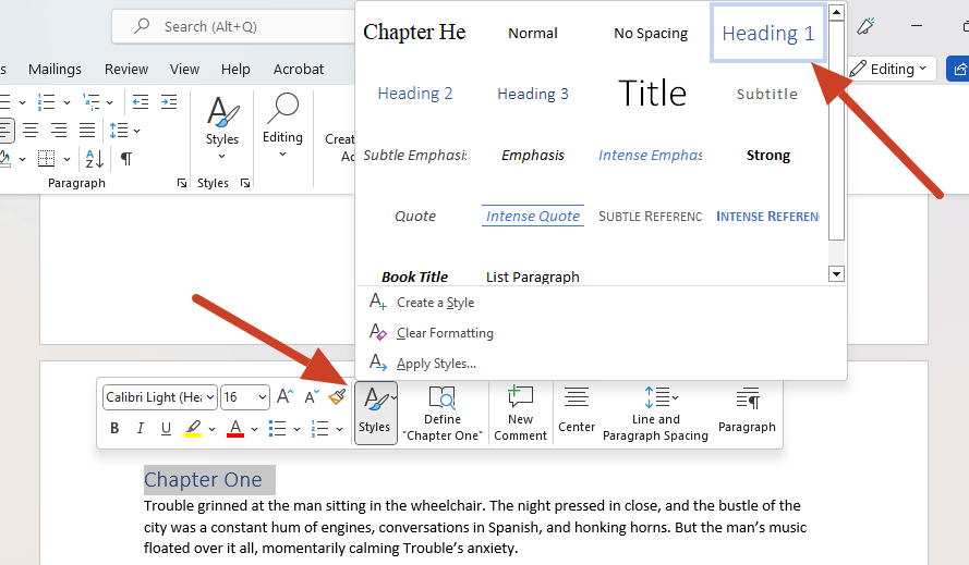 Heading 1 MS Word