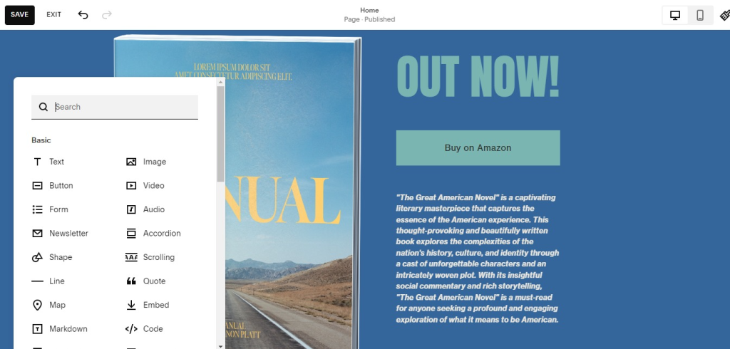 Add blocks in Squarespace
