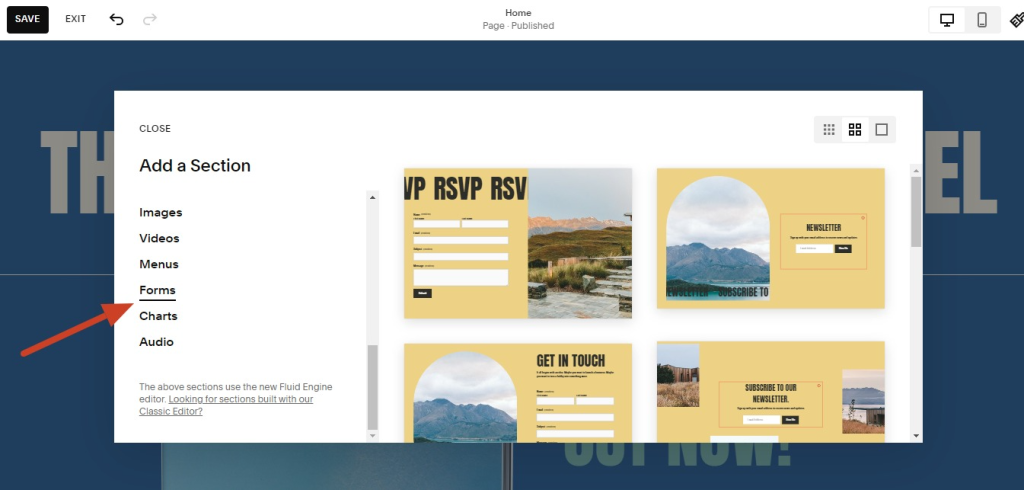 Creating forms in Squarespace