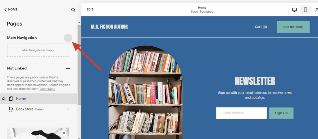 Adding navigation in Squarespace
