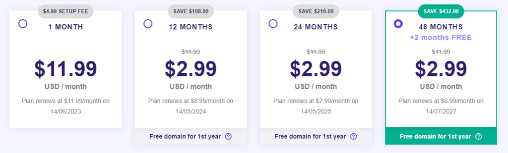 Hostinger Pricing