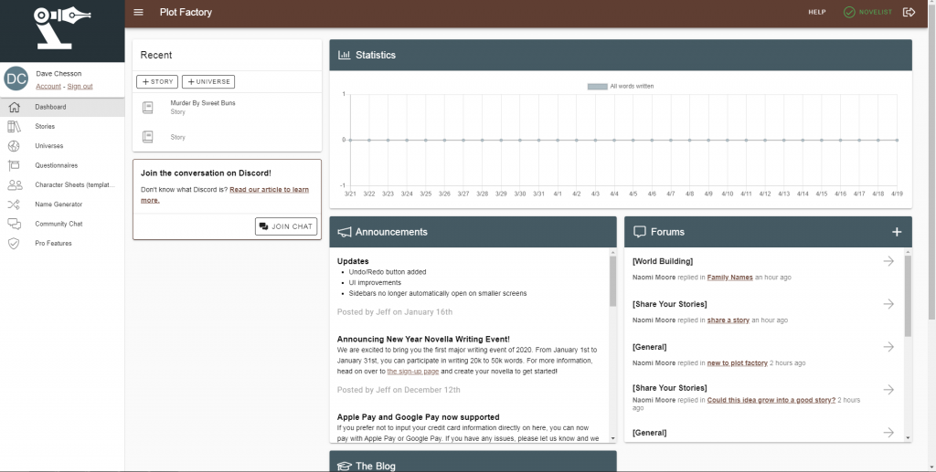 Plot Factory dashboard