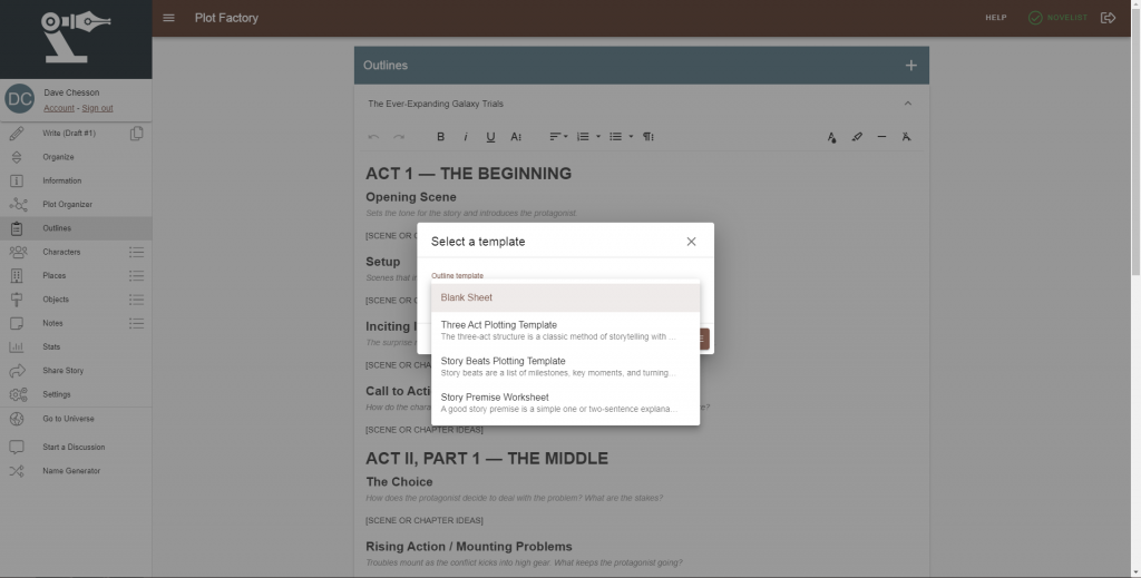 Plot Factory templates