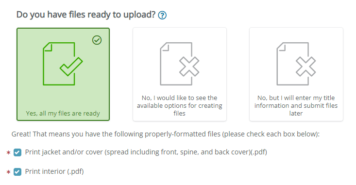 selecting your file type in ingramspark
