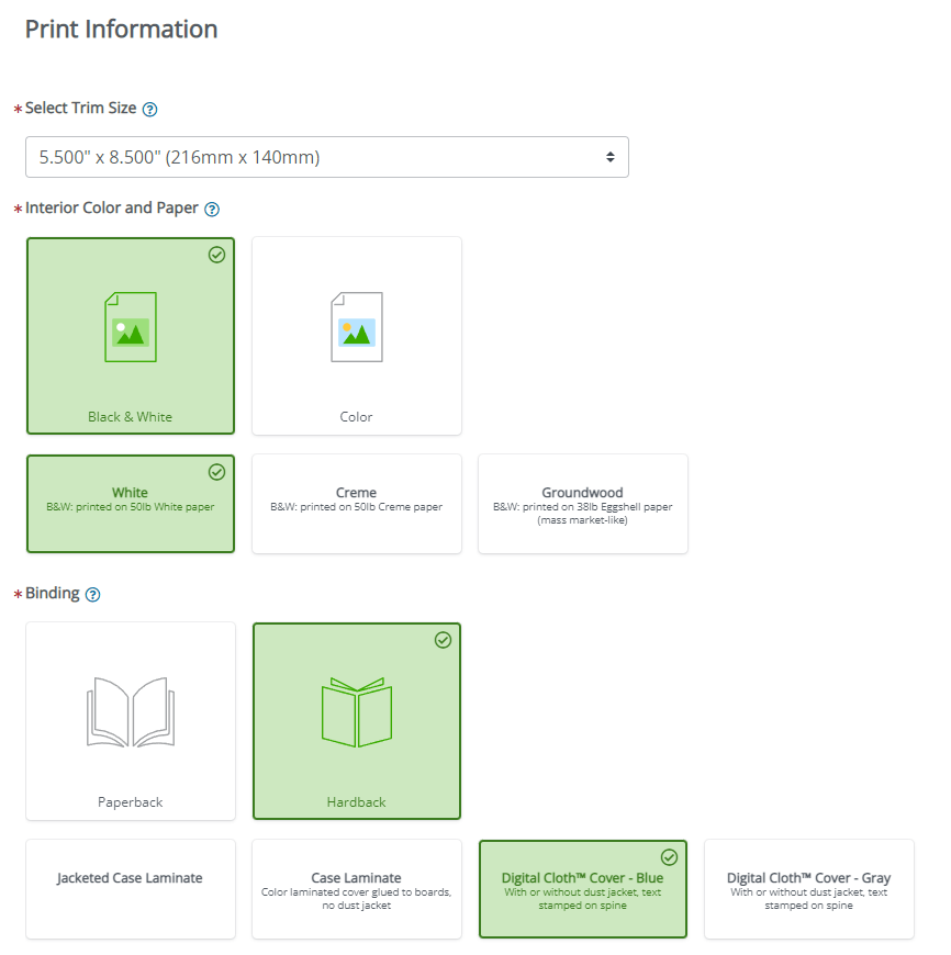 print information for ingramspark