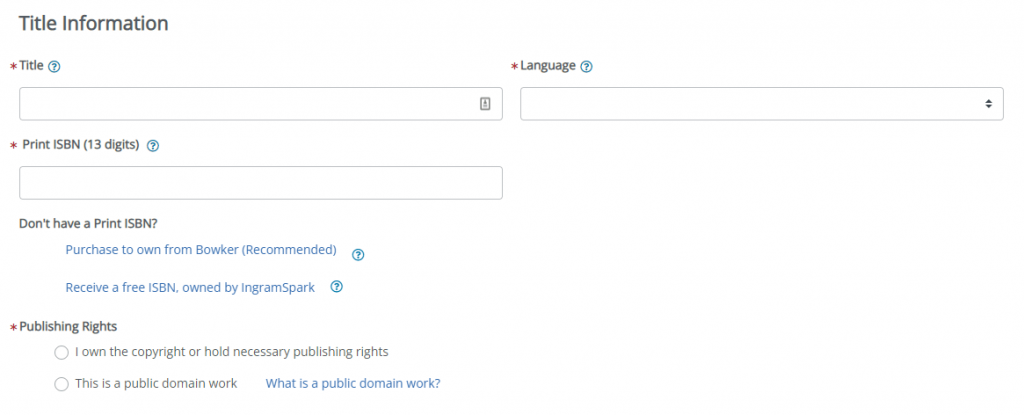 ingramspark title information