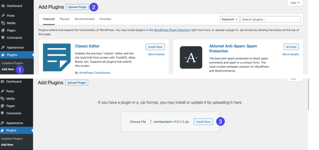 Installing/Activating MemberDash