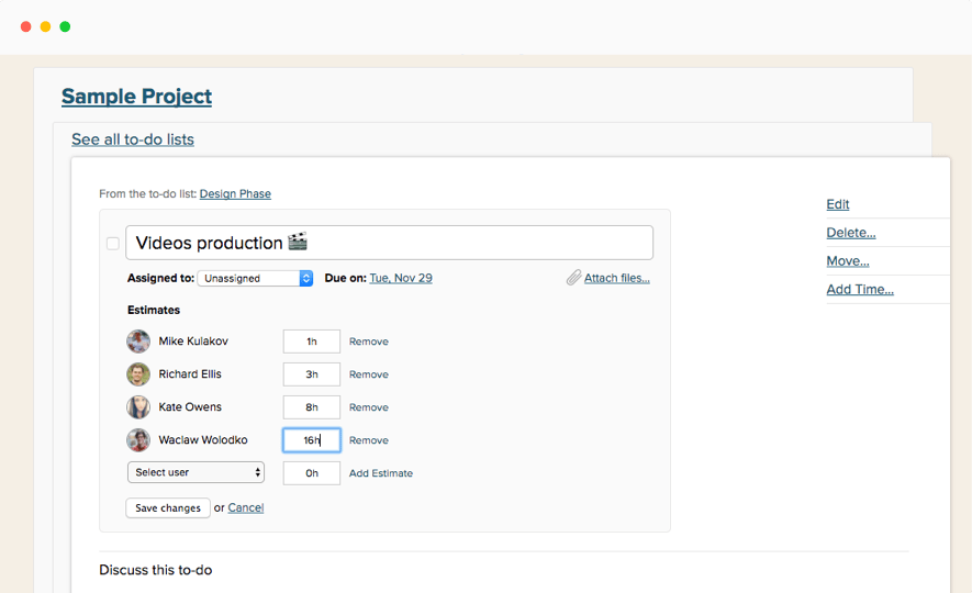 Estimate To-Do's in Basecamp