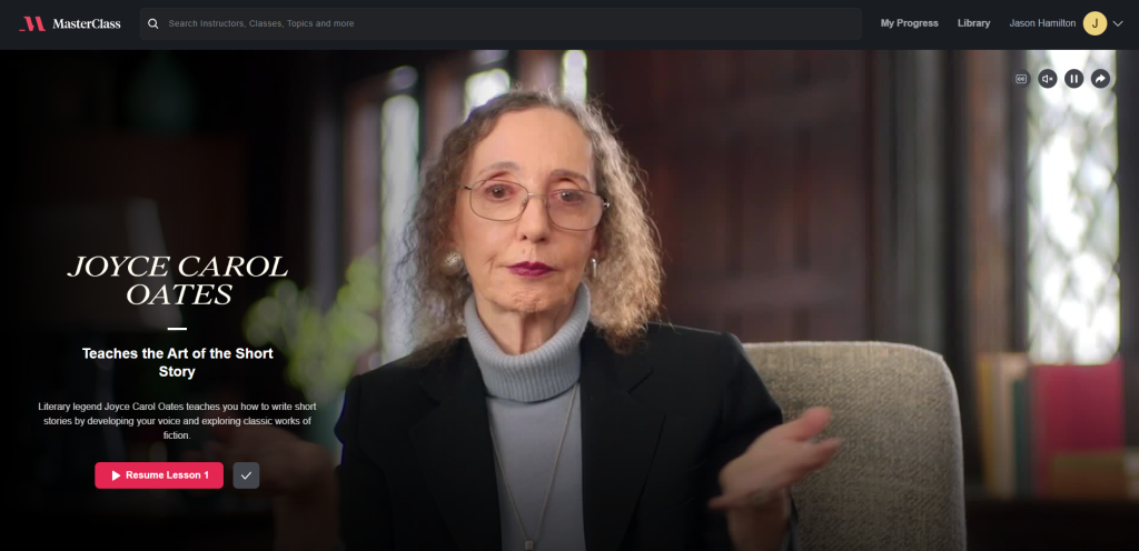 Joyce Carol Oats Masterclass
