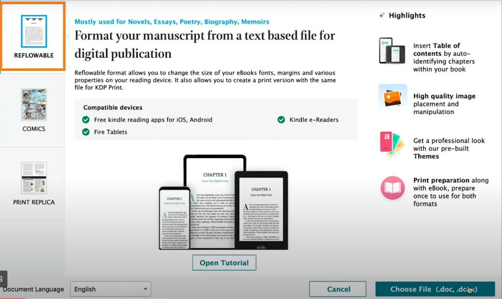 types of book in kindle create