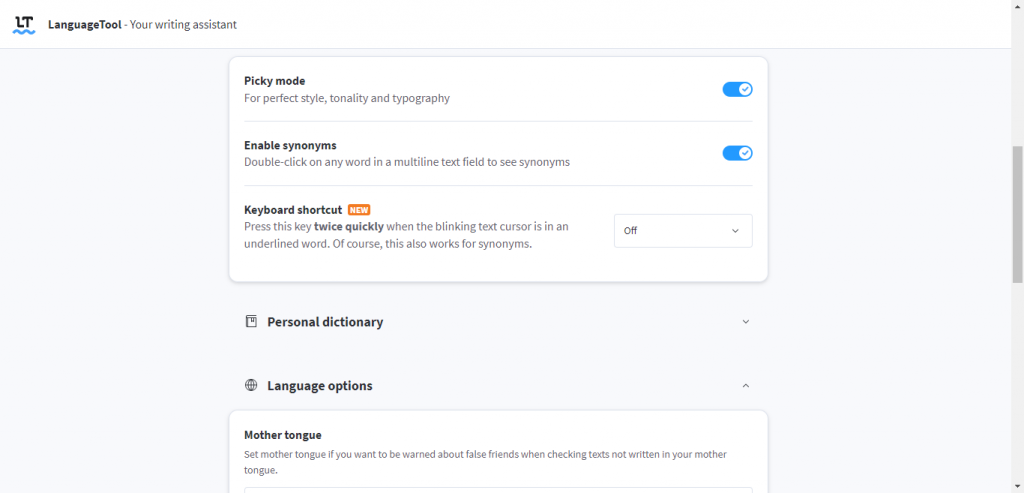 LanguageTool Settings