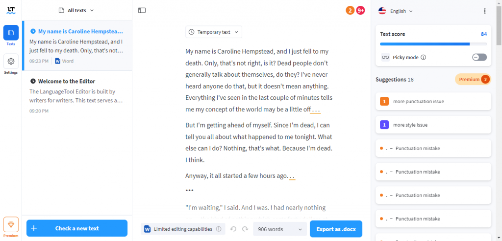 LanguageTool Text Editor