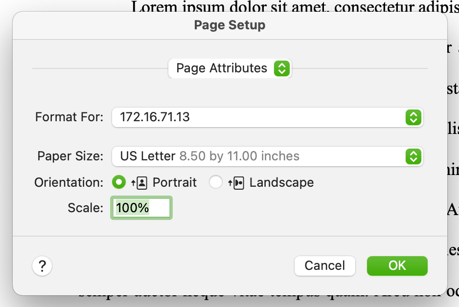 Page Size Dialog Box Microsoft Word