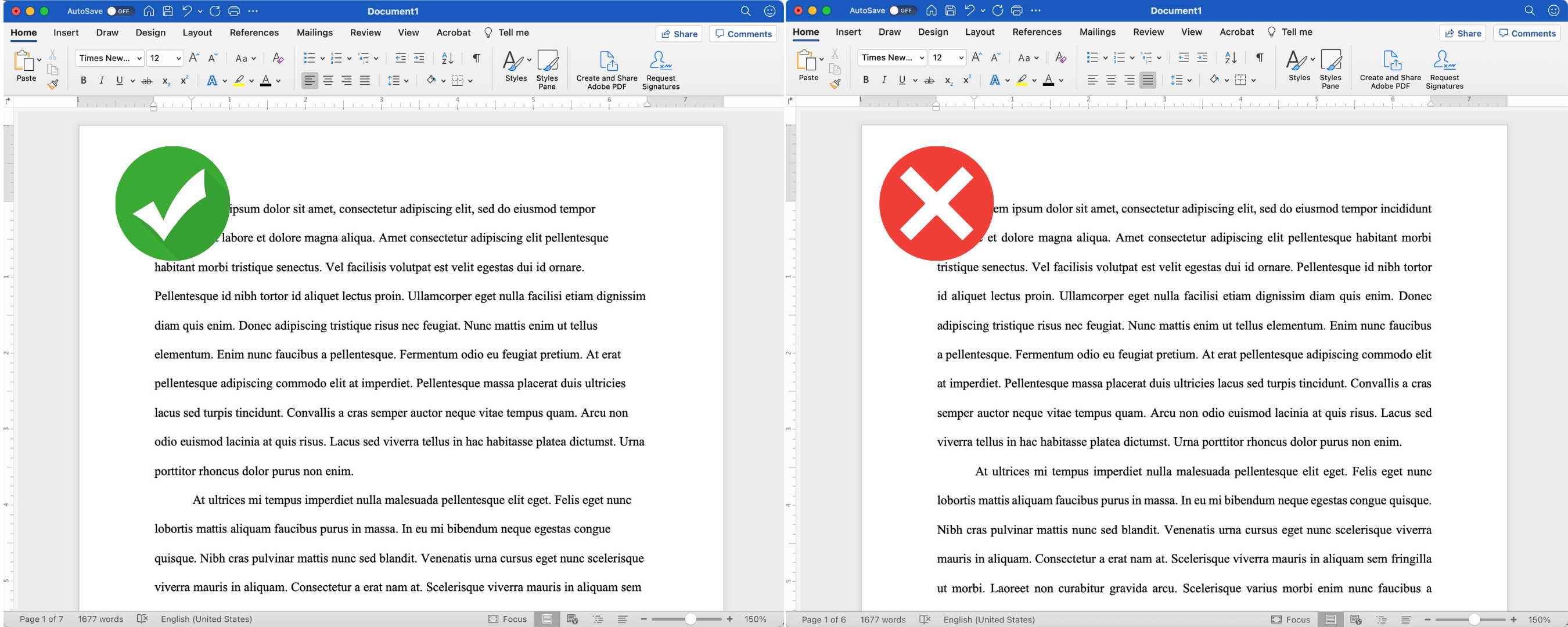 Left Aligned vs Justified Microsoft Word