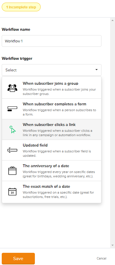 MailerLite automation setup