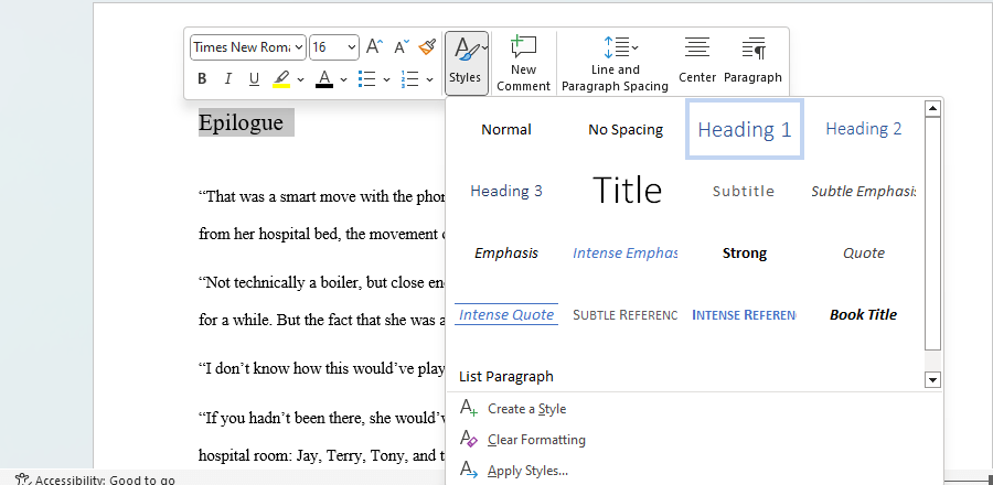 MS Word Heading Styles
