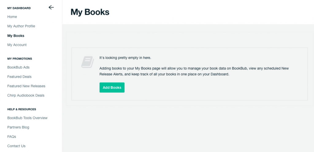 My books area on BookBub