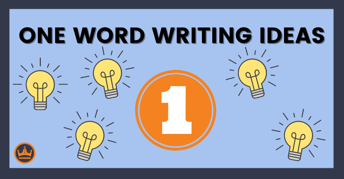 featured image that says one word writing ideas