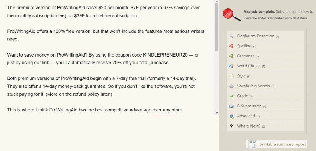 PaperRater Proofreader Results