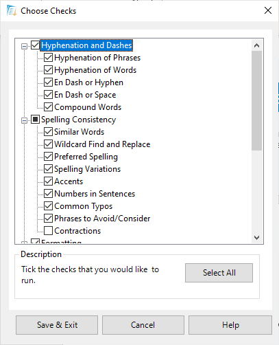PerfectIt Choose Checks