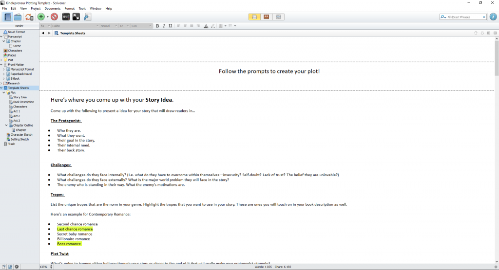 scrivener in action 