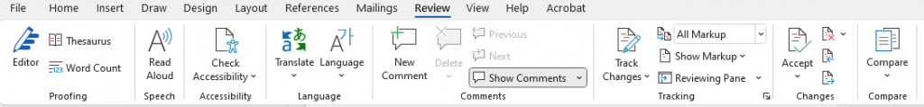 Review Tab Word