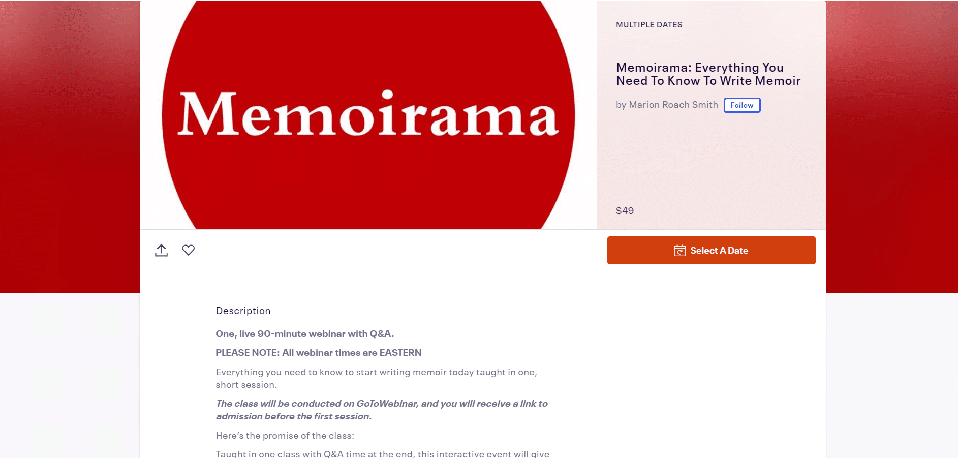 course for writing memoir