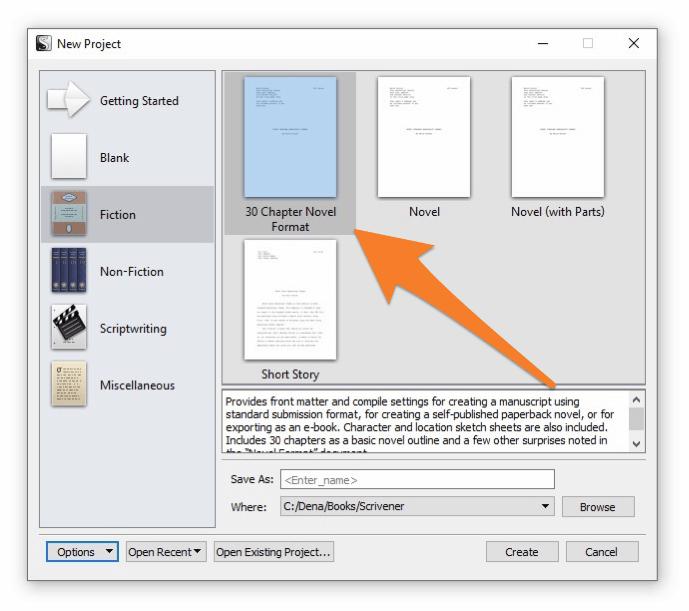 Screenshot showing where to create a project from a template