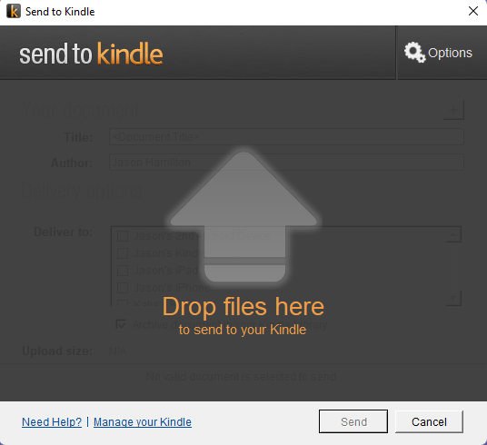 using Send to Kindle to send epub to kindle