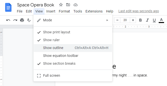 Show Outline Google Docs