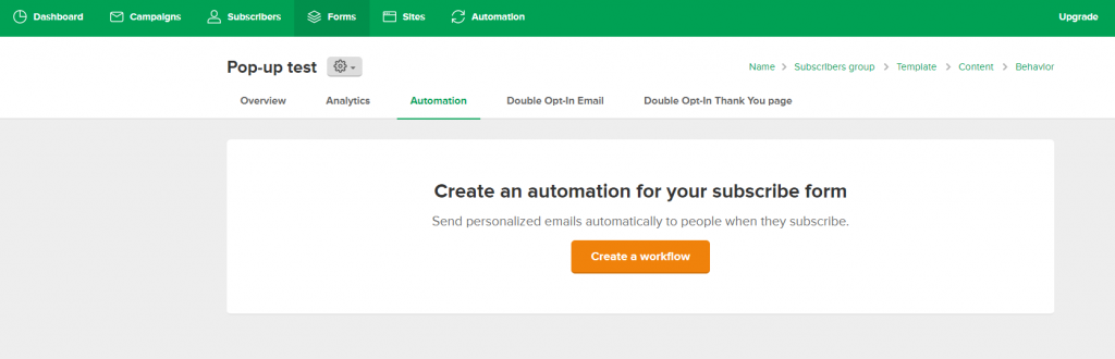MailerLite form and automation manager