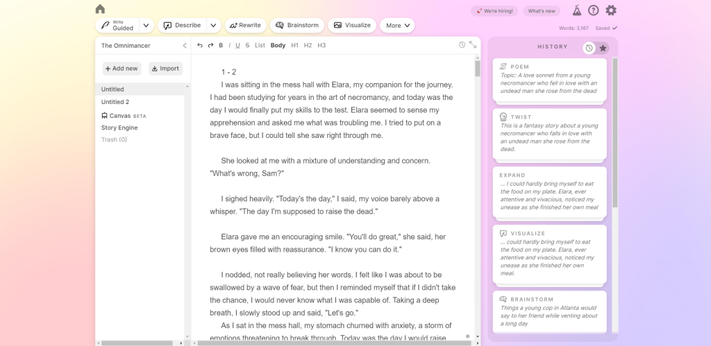 Sudowrite Dashboard