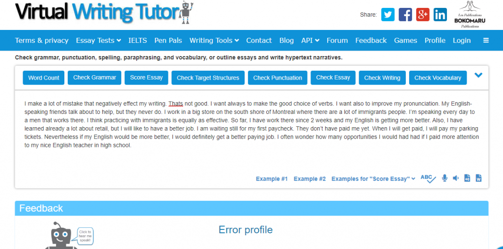 Virtual Writing Tutor